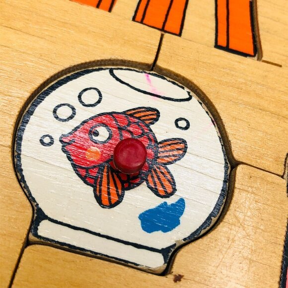 70s Simplex Toys Wooden Cutouts Puzzle Groovy Furniture and Pets - Picture 10 of 10